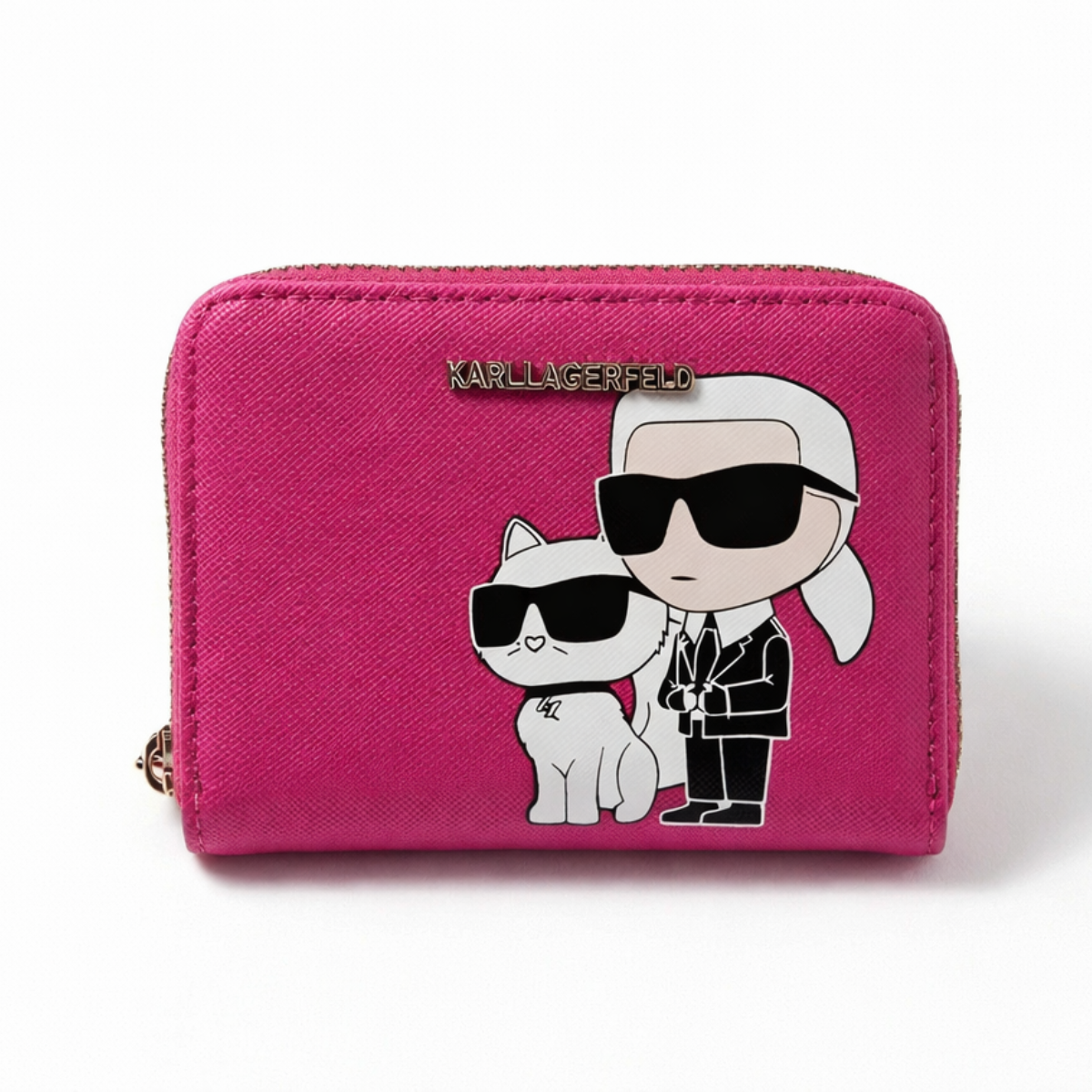 Karl Lagerfeld Paris Ikonik Sm Folded Zip Wallet Women - PNK - Pink