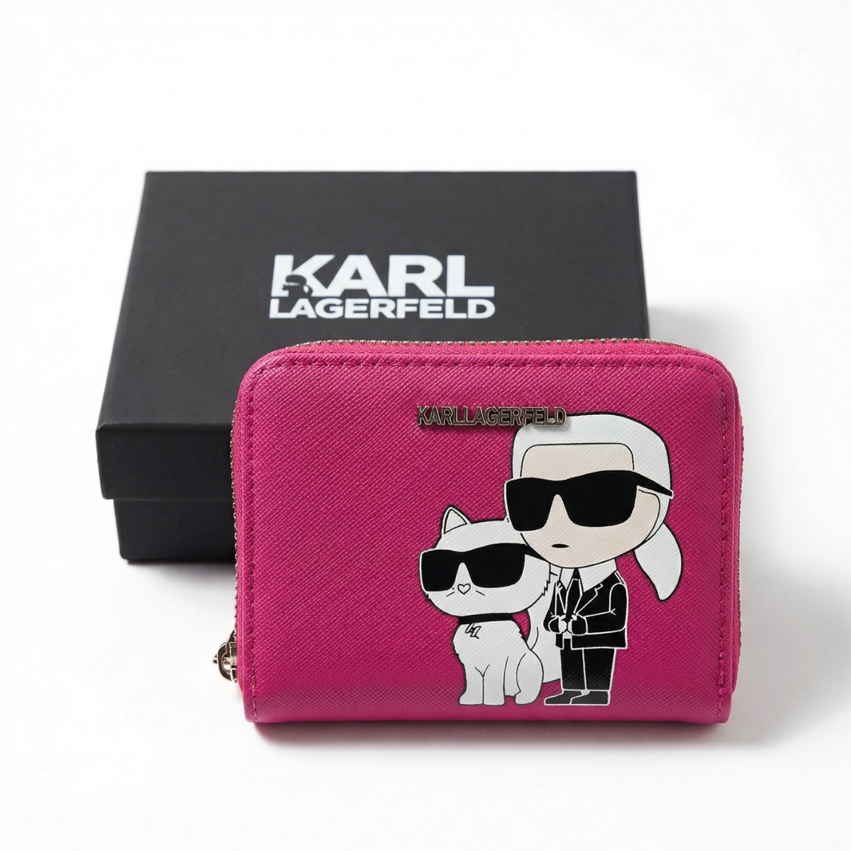 Karl Lagerfeld Paris Ikonik Sm Folded Zip Wallet Women - PNK - Pink