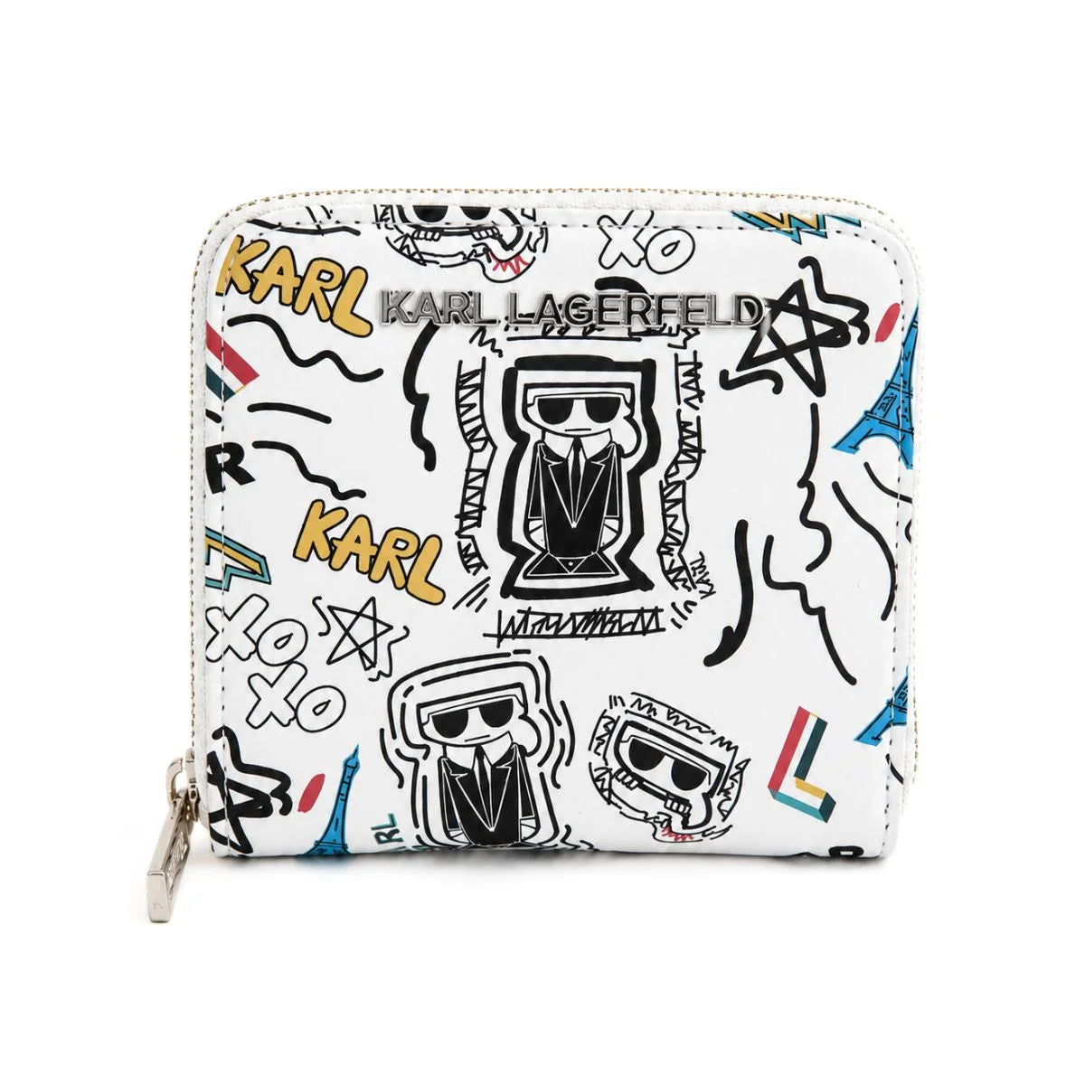 Karl Lagerfeld Paris Ikonik Sm Folded Zip Wallet Women - White