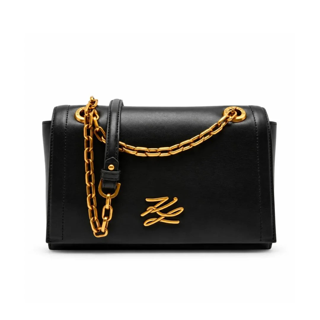 Karl Lagerfeld Paris K/Autograph Leather Shoulder Bag - BLK - Black