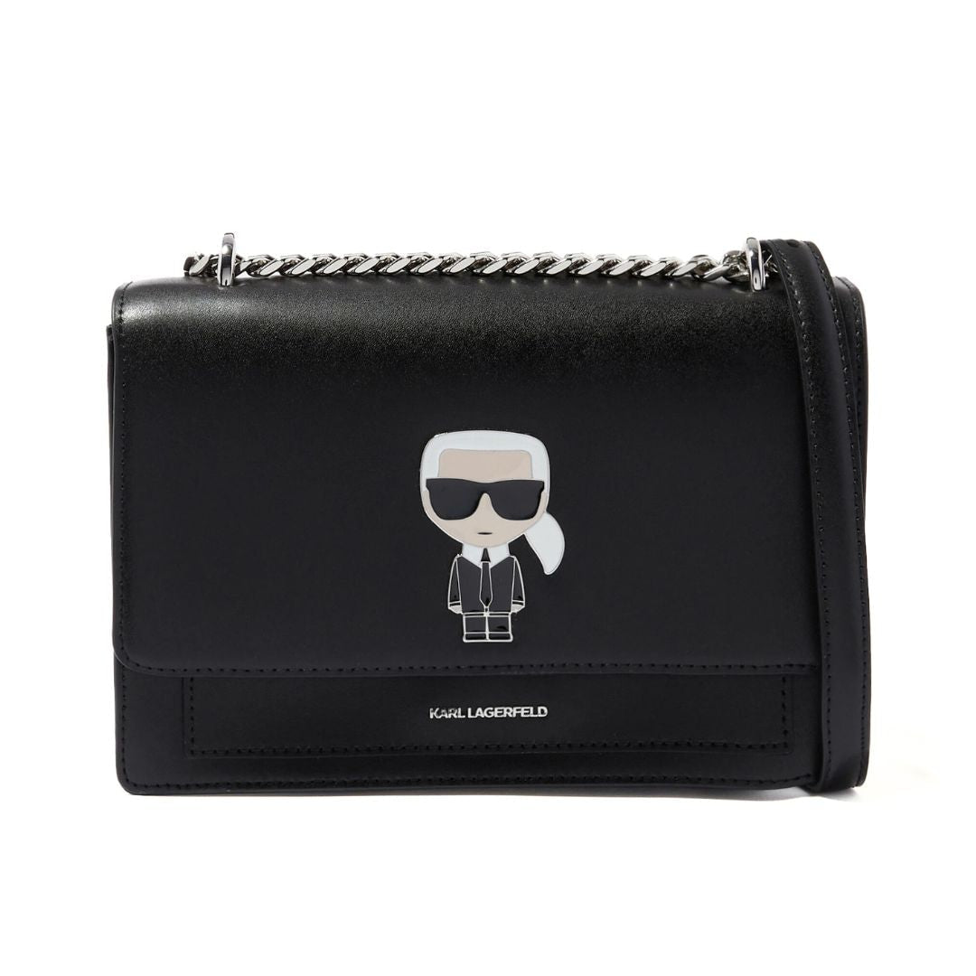 Karl Lagerfeld Paris K Ikonik Metal Lock Shoulder Bag 215096427-BLK - Black