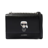 Karl Lagerfeld Paris K Ikonik Metal Lock Shoulder Bag 215096427-BLK - Black