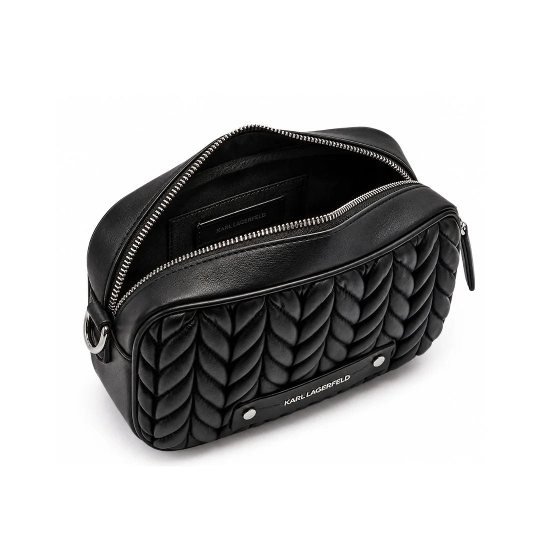 Karl Lagerfeld Paris K-Weave Quilted Crossbody Bag BLK-KB113 - Black