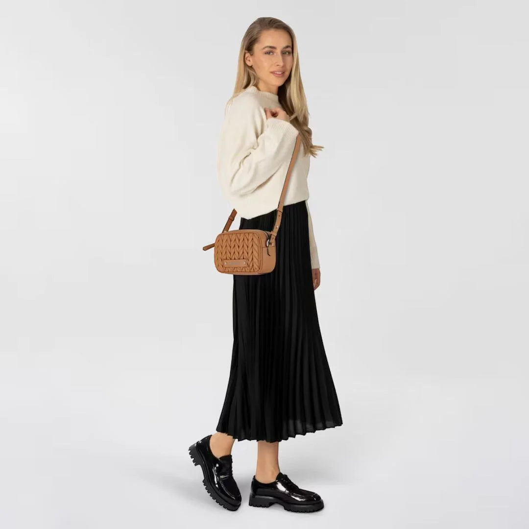 Karl Lagerfeld Paris K-Weave Quilted Crossbody Bag CAR-KB114 - Caramel