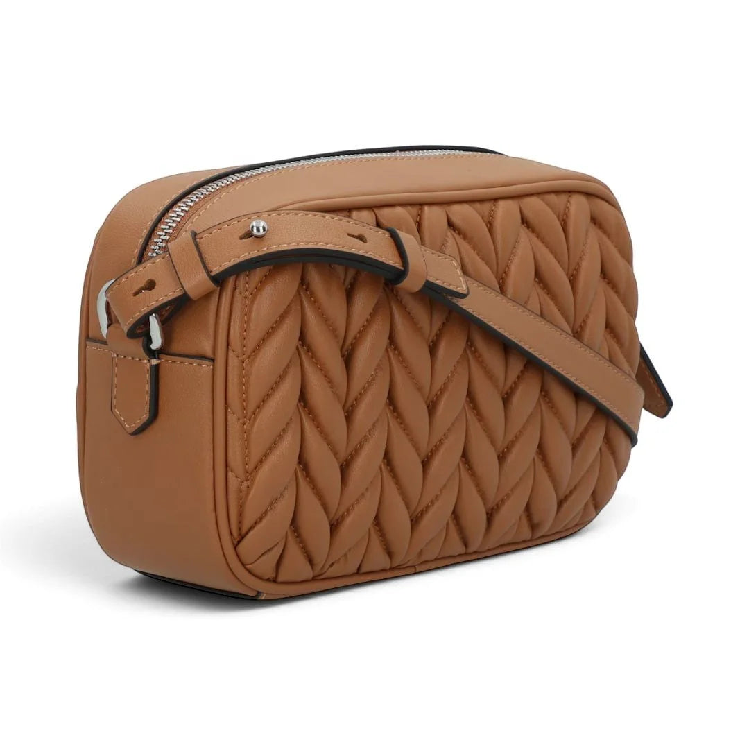 Karl Lagerfeld Paris K-Weave Quilted Crossbody Bag CAR-KB114 - Caramel
