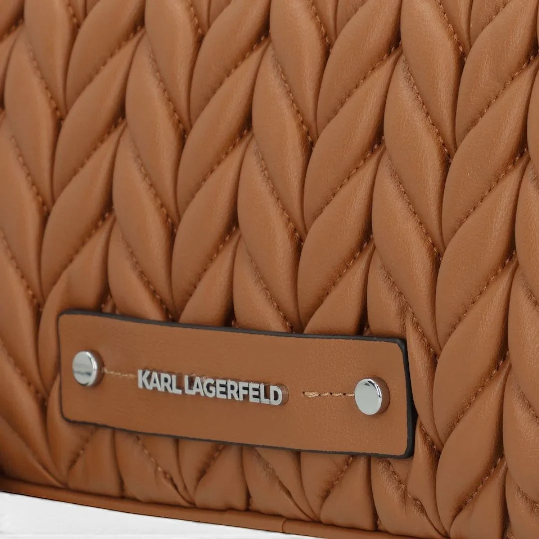 Karl Lagerfeld Paris K-Weave Quilted Crossbody Bag CAR-KB114 - Caramel