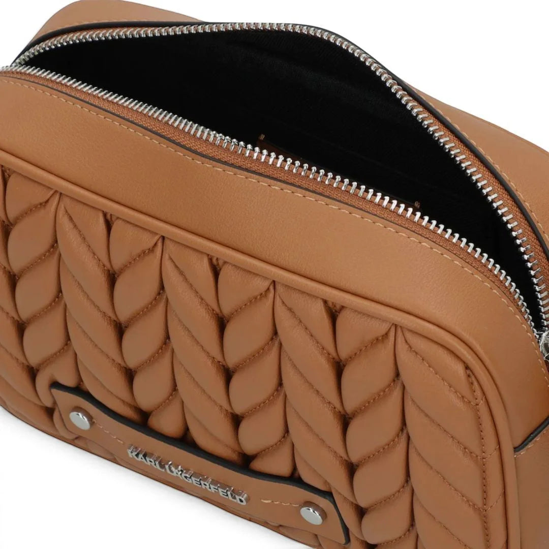 Karl Lagerfeld Paris K-Weave Quilted Crossbody Bag CAR-KB114 - Caramel