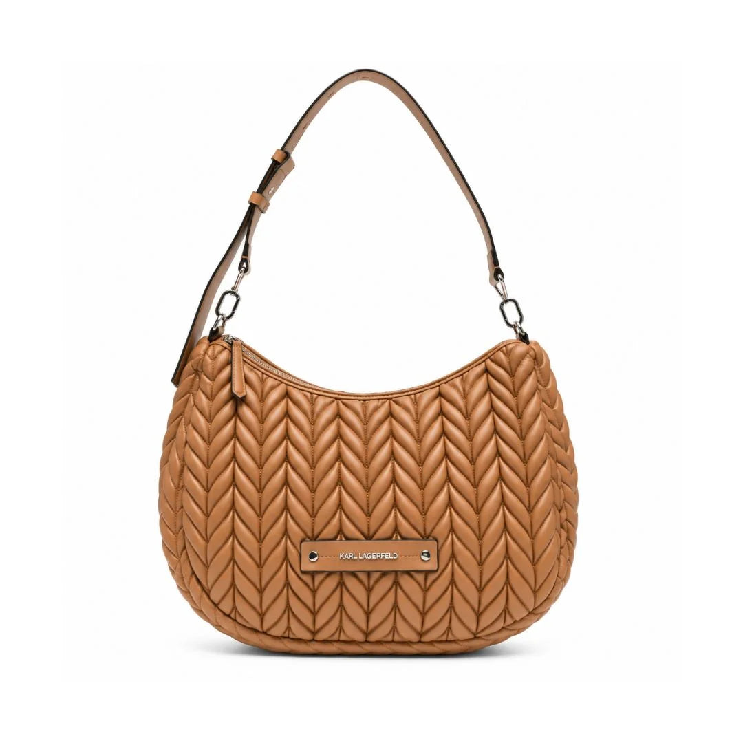 Karl Lagerfeld Paris K-Weave Quilted Shoulder Bag CAR-KB107 - Caramel