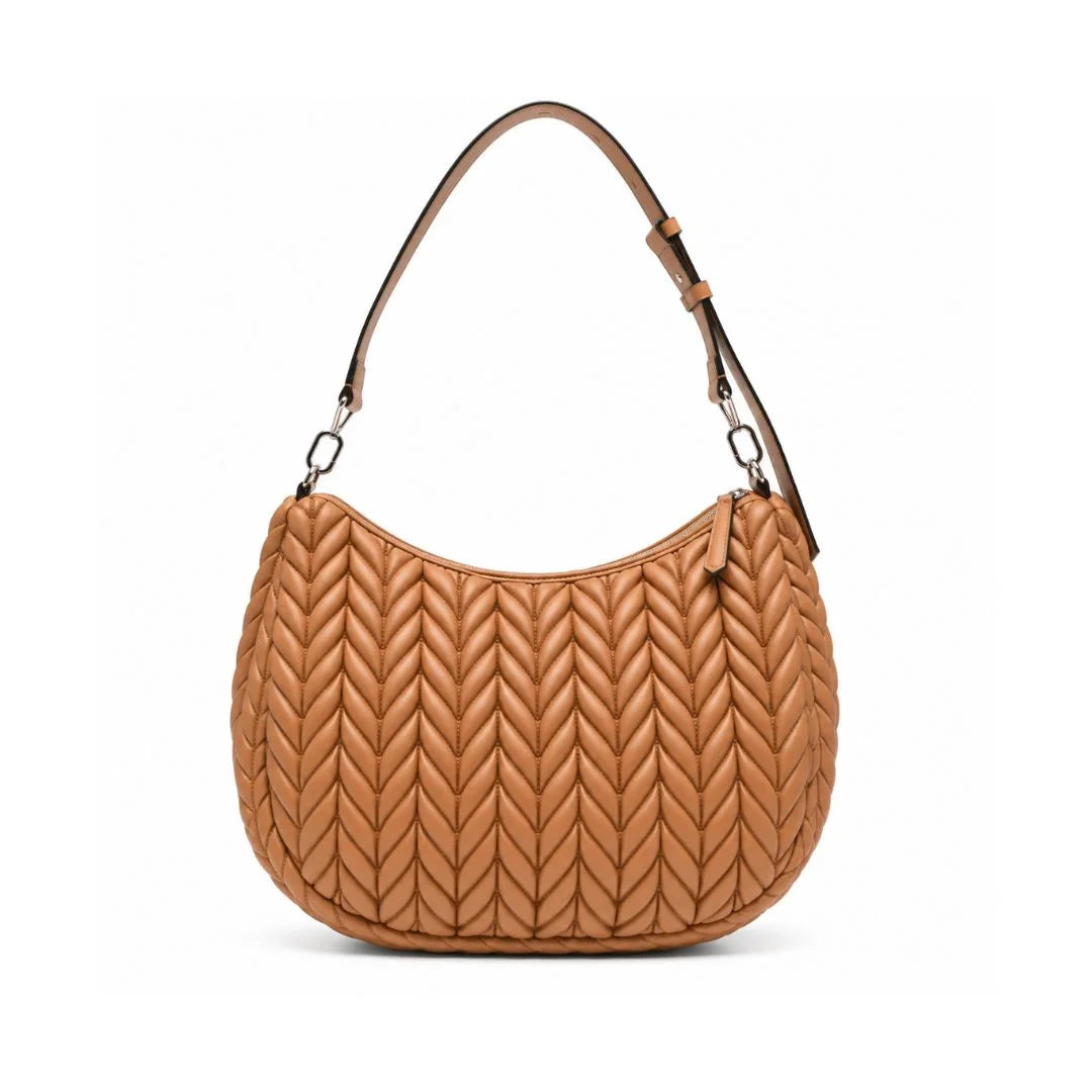 Karl Lagerfeld Paris K-Weave Quilted Shoulder Bag CAR-KB107 - Caramel