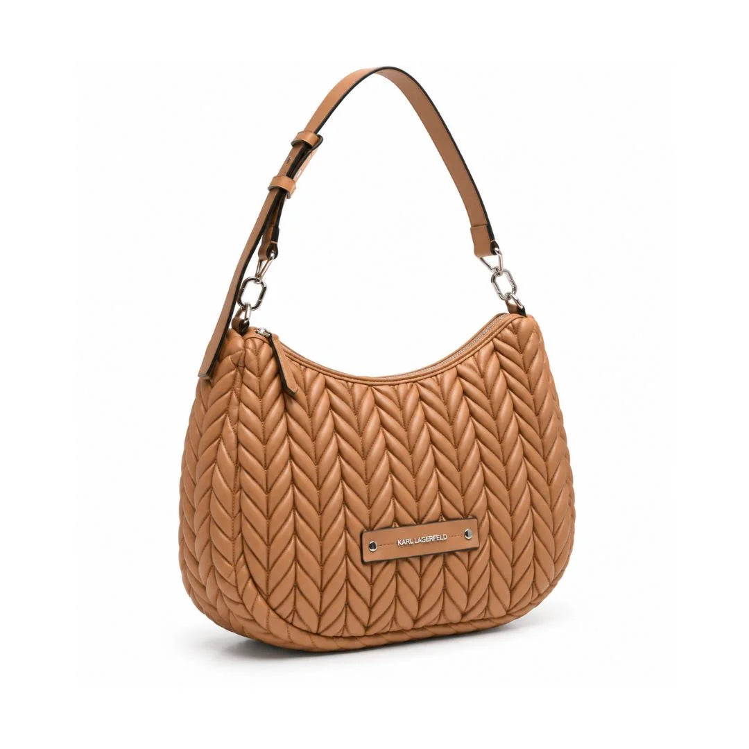 Karl Lagerfeld Paris K-Weave Quilted Shoulder Bag CAR-KB107 - Caramel