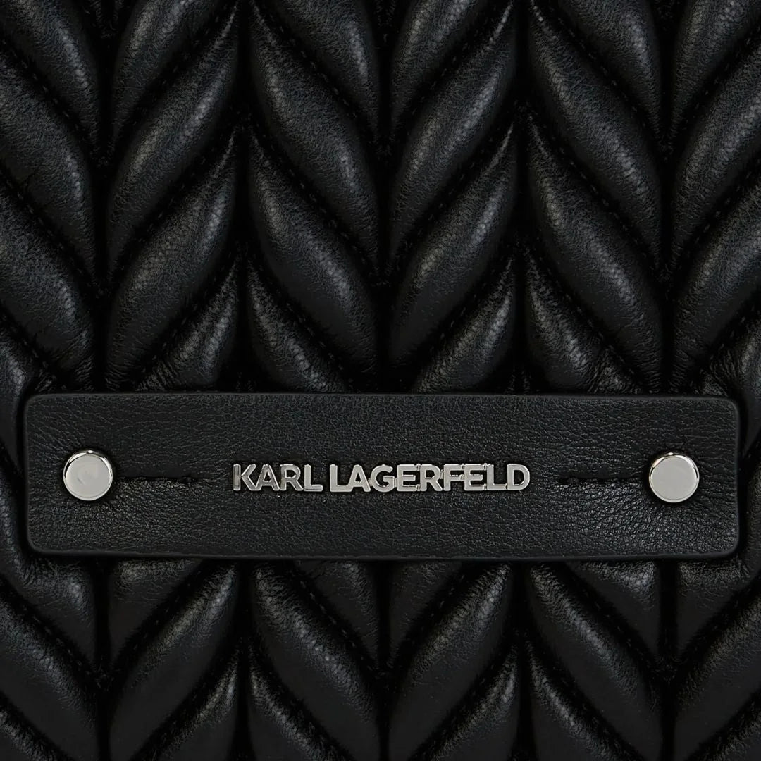 Karl Lagerfeld Paris K-Weave Quilted Shoulder Bag CAR-KB111 - Black