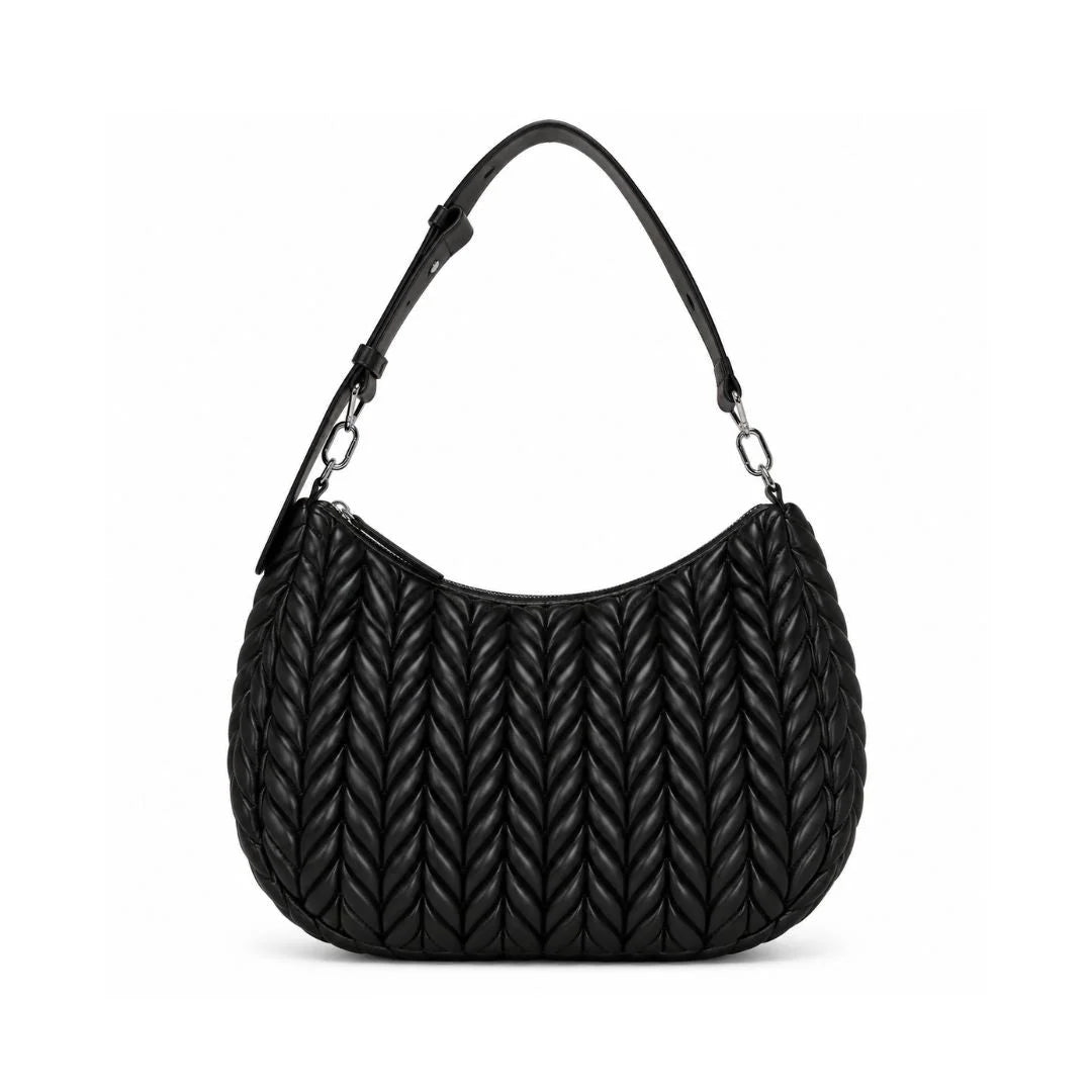 Karl Lagerfeld Paris K-Weave Quilted Shoulder Bag CAR-KB111 - Black