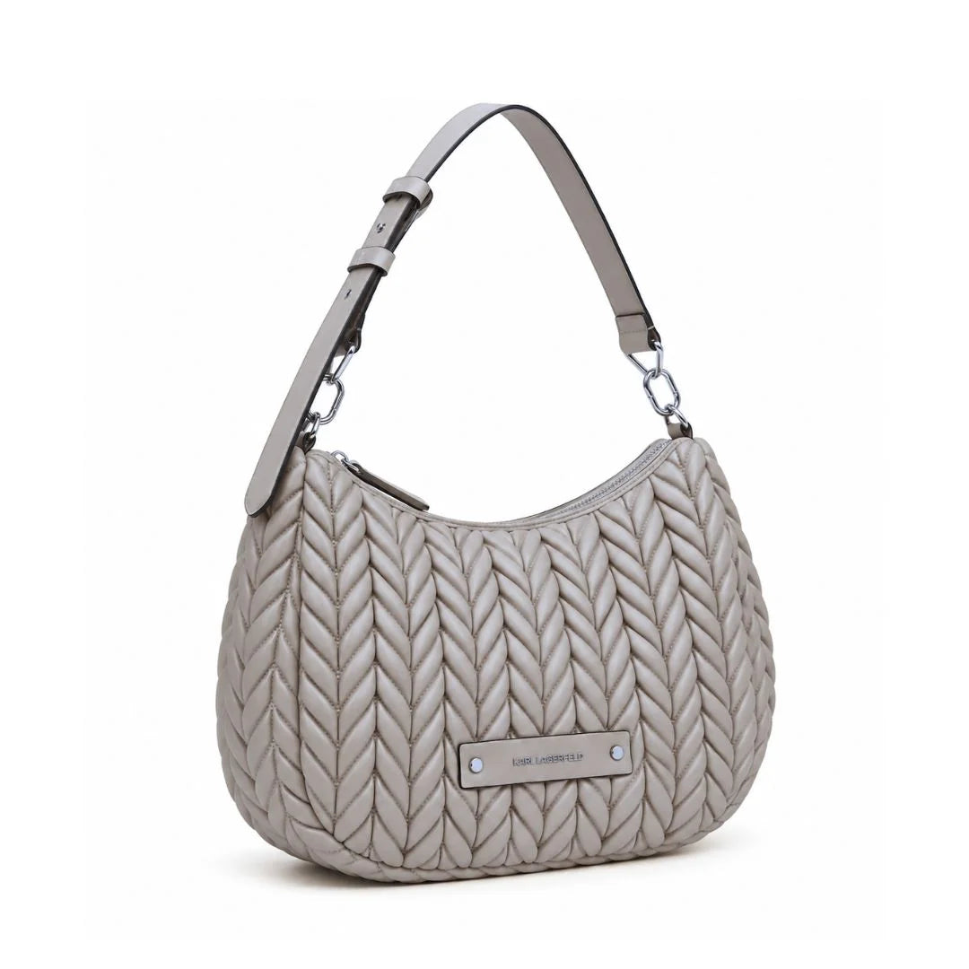Karl Lagerfeld Paris K-Weave Quilted Shoulder Bag TUP-KB112 - Taupe