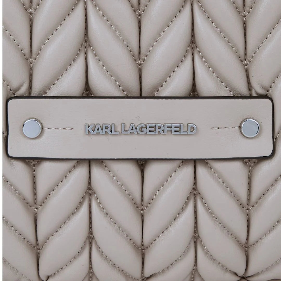 Karl Lagerfeld Paris K-Weave Quilted Shoulder Bag TUP-KB112 - Taupe