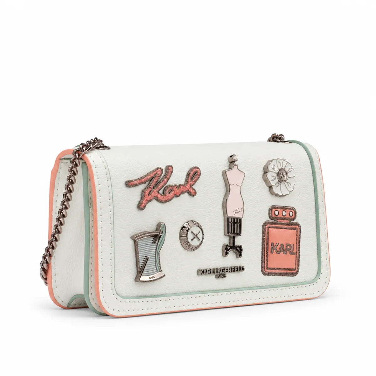 Karl Lagerfeld Paris Kosette Shoulder Bag with Oversized Fashion Bag Women - WHT - White