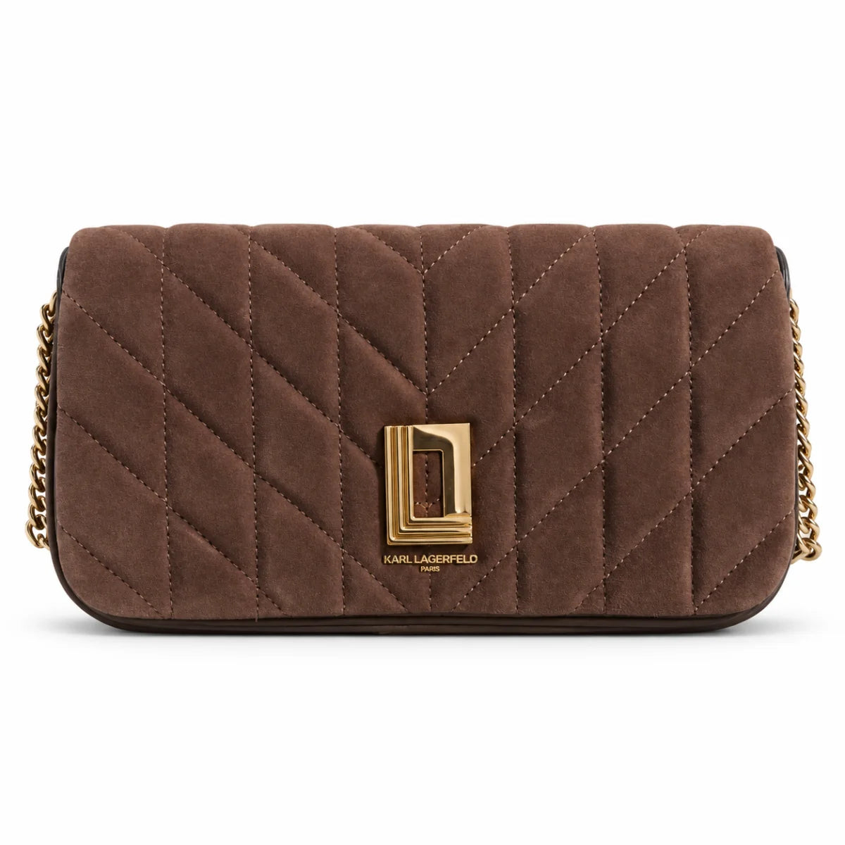 Karl Lagerfeld Paris Lafayette Medium Suede Shoulder Bag Women - OBR - Dark Brown
