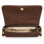 Karl Lagerfeld Paris Lafayette Medium Suede Shoulder Bag Women - OBR - Dark Brown