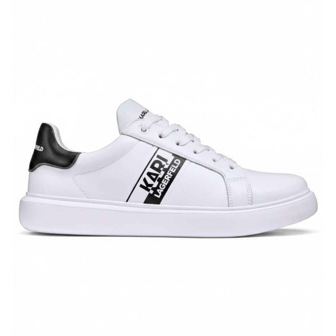 KARL LAGERFELD PARIS Logo Leather Low-Top Sneakers Men - WHT