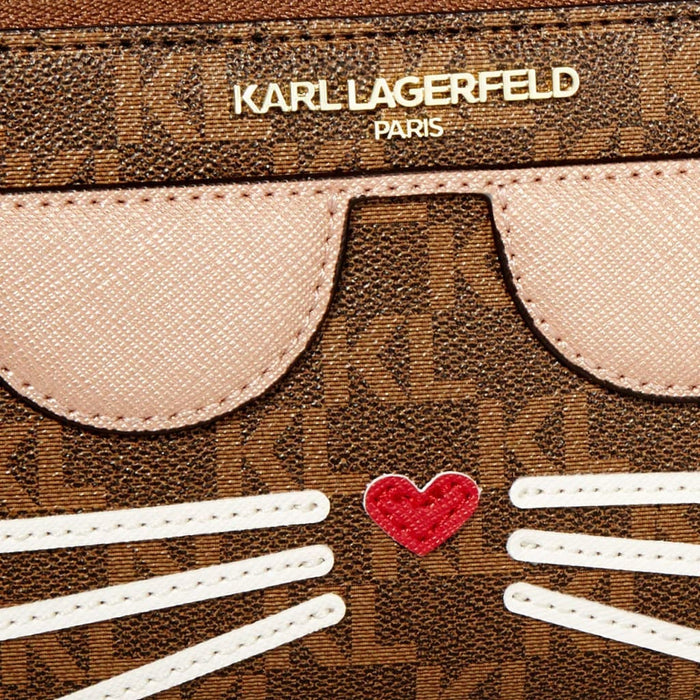 Karl Lagerfeld Paris Logo Zip Around Wallet Women - BRW - Brown - Accessories
