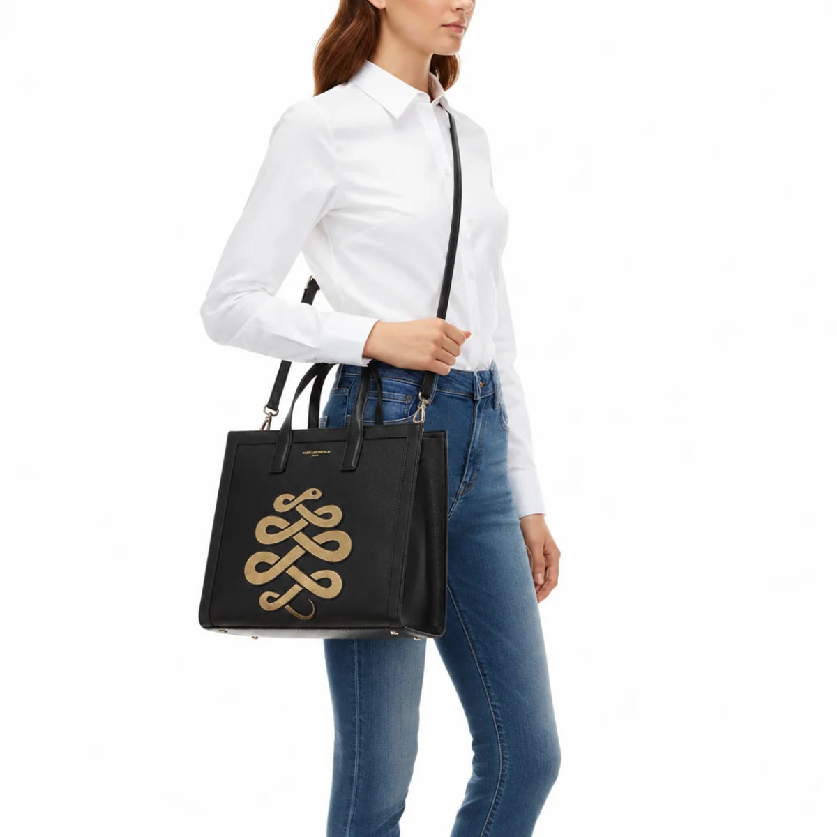 Karl Lagerfeld Paris Lunar New Year Nouveau Tote Crossbody - BLKGLD - Black-Gold