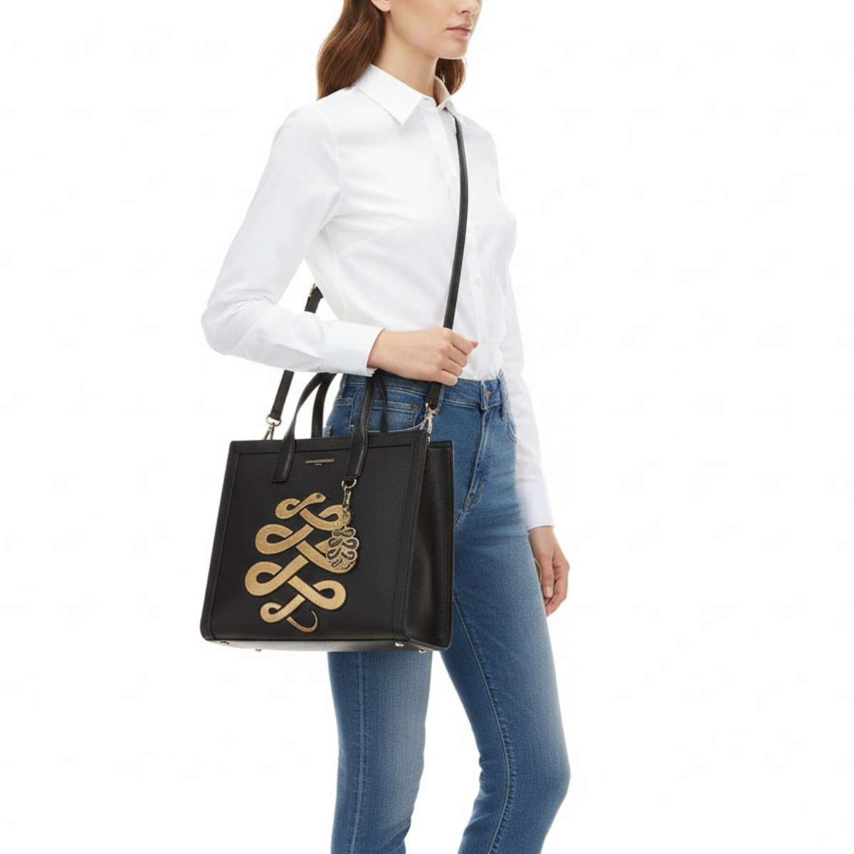 Karl Lagerfeld Paris Lunar New Year Nouveau Tote Crossbody - BLKGLD - Black-Gold