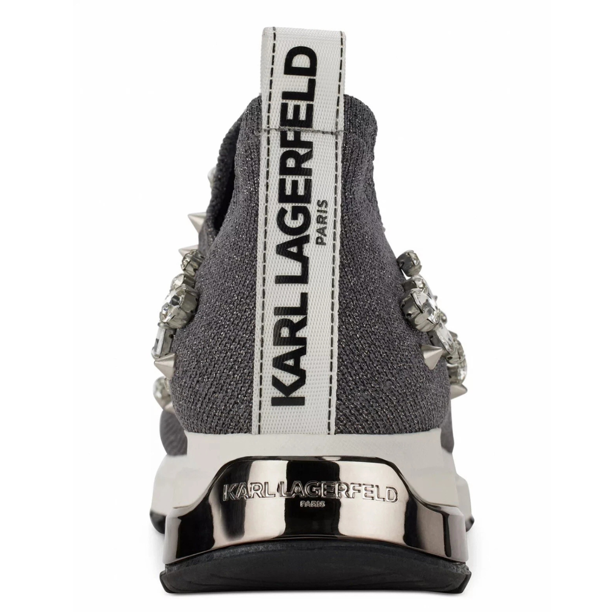 KARL LAGERFELD PARIS Maina Embellished Pull-On Sneakers Women - GRY