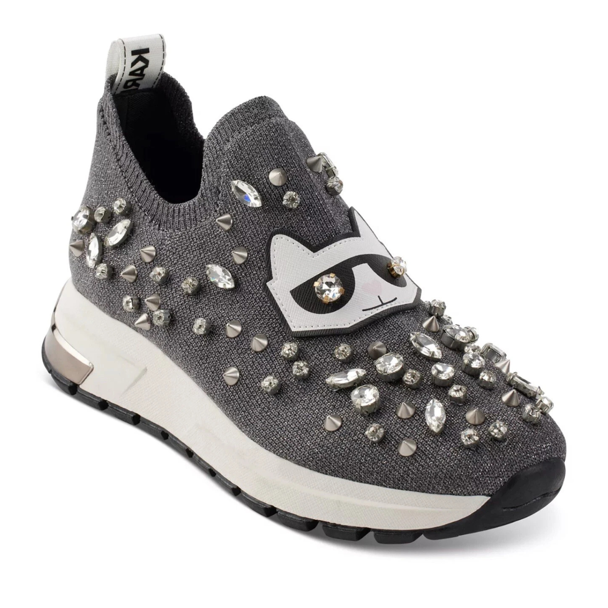 KARL LAGERFELD PARIS Maina Embellished Pull-On Sneakers Women - GRY
