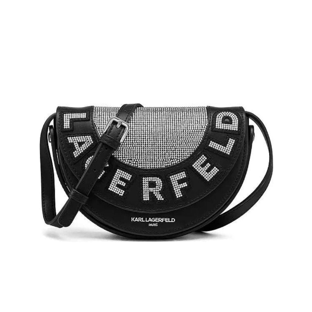Karl Lagerfeld Paris Marlette Small Embellished Leather Crossbody Bag Women - BLK - Black