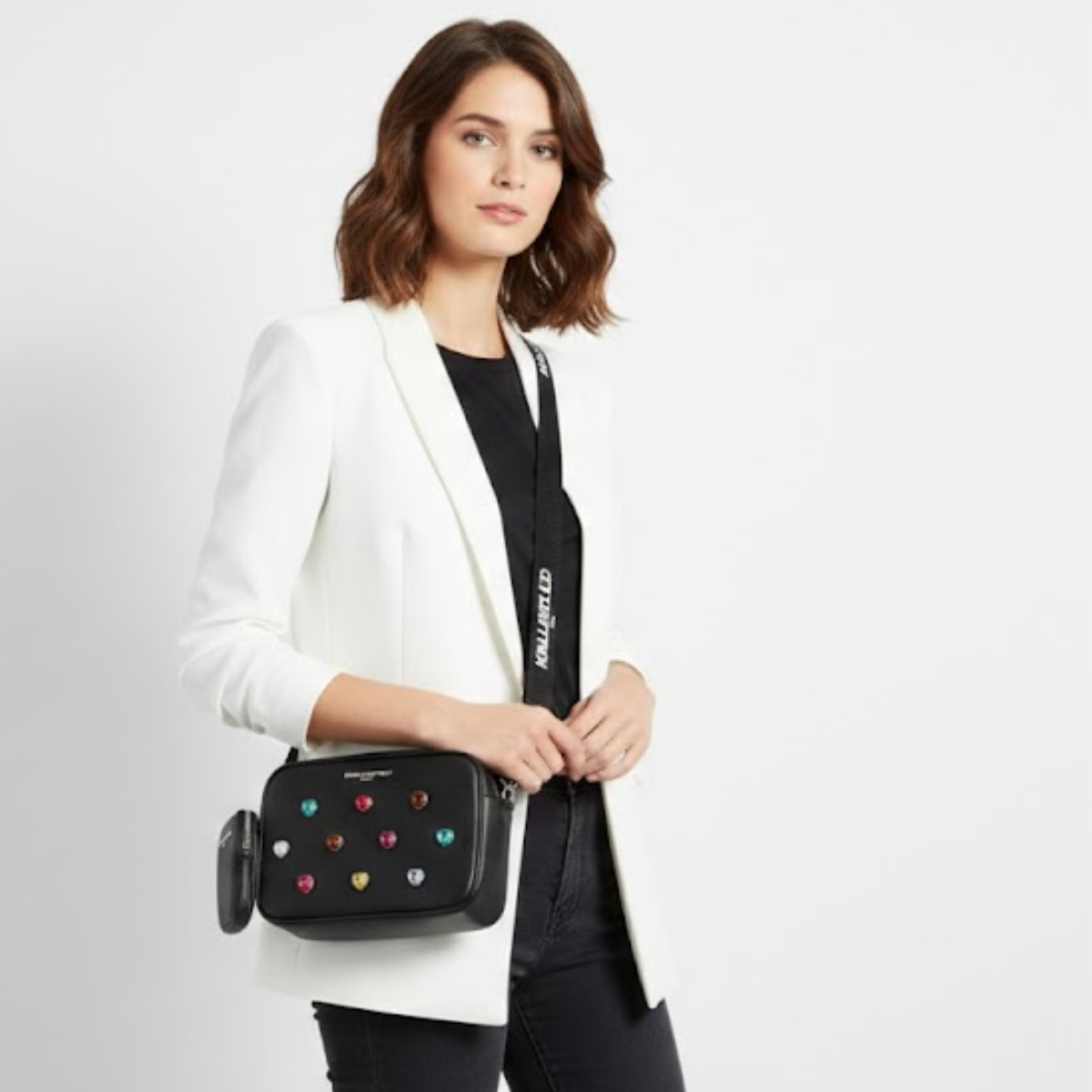 Karl Lagerfeld Paris Maybelle Camera Crossbody Bag Women - BLK - Black