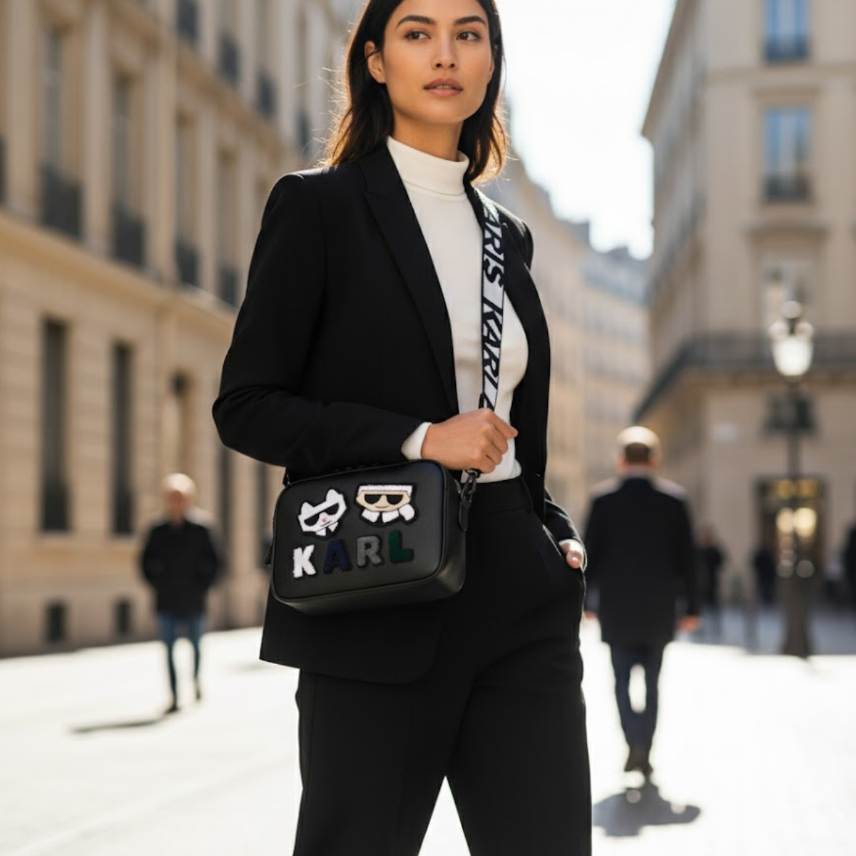Karl Lagerfeld Paris Maybelle Camera Crossbody Bag Women - BLK - Black
