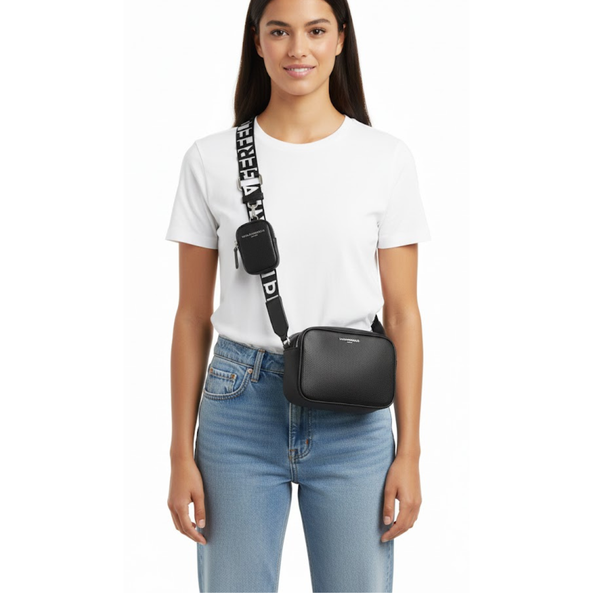 Karl Lagerfeld Paris Maybelle Camera Crossbody Bag Women - BLKGLD - Black-Gold