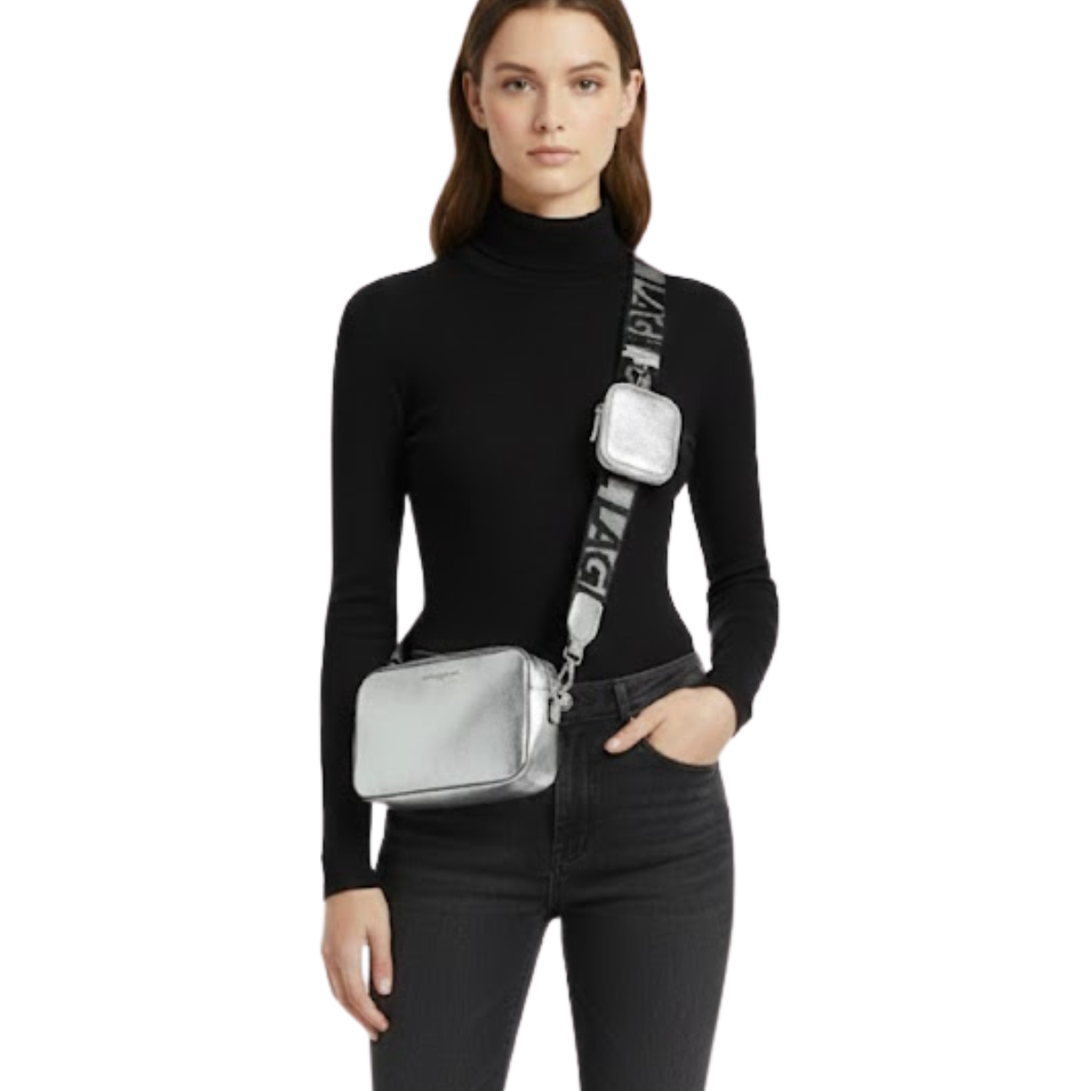 Karl Lagerfeld Paris Maybelle Camera Crossbody Bag Women - SLV - Silver