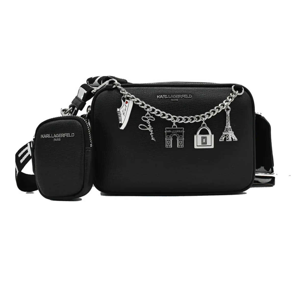 Karl Lagerfeld Paris Maybelle Logo Camera Crossbody Bag Women - BLK - Black