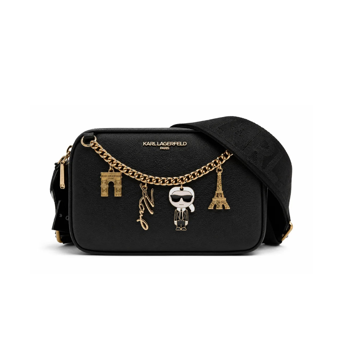 Karl Lagerfeld Paris Maybelle Logo Camera Crossbody Bag Women - BLKGLD