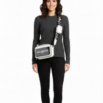 Karl Lagerfeld Paris Maybelle Logo Camera Crossbody Bag Women - WHTBLK - Black-White