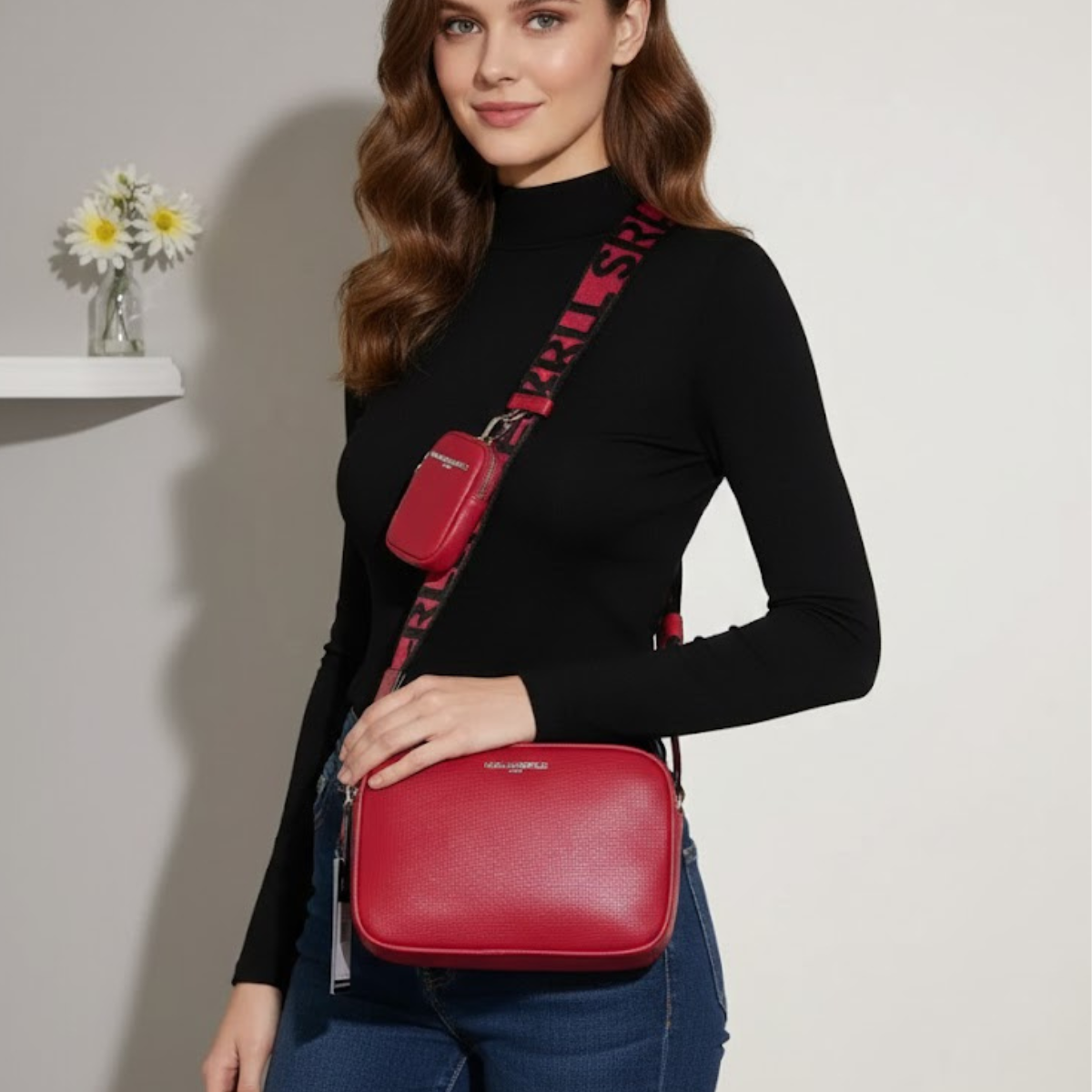 Karl Lagerfeld Paris Maybelle Satche Crossbody - RED - Red
