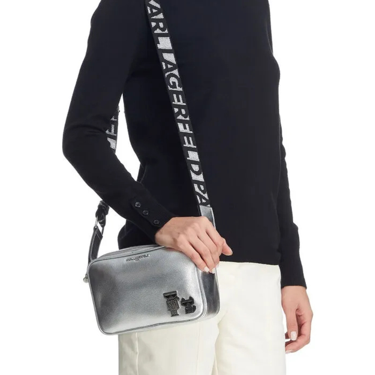 Karl Lagerfeld Paris Maybelle Satche Crossbody - SLV - Silver