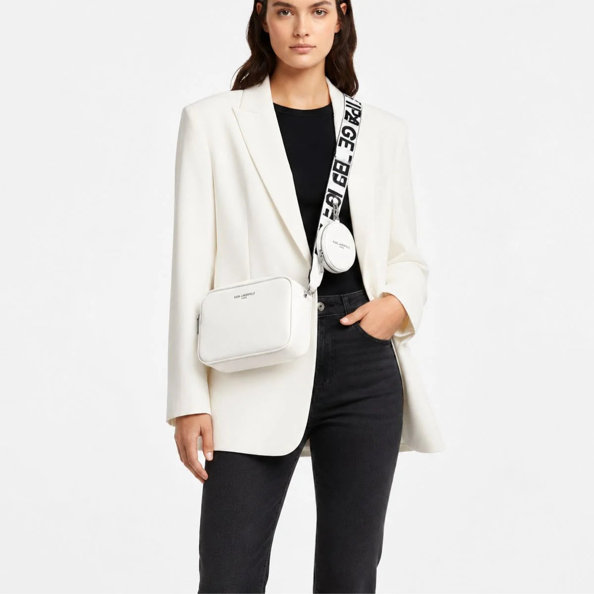 Karl Lagerfeld Paris Maybelle Satchel Crossbody - WHT - White