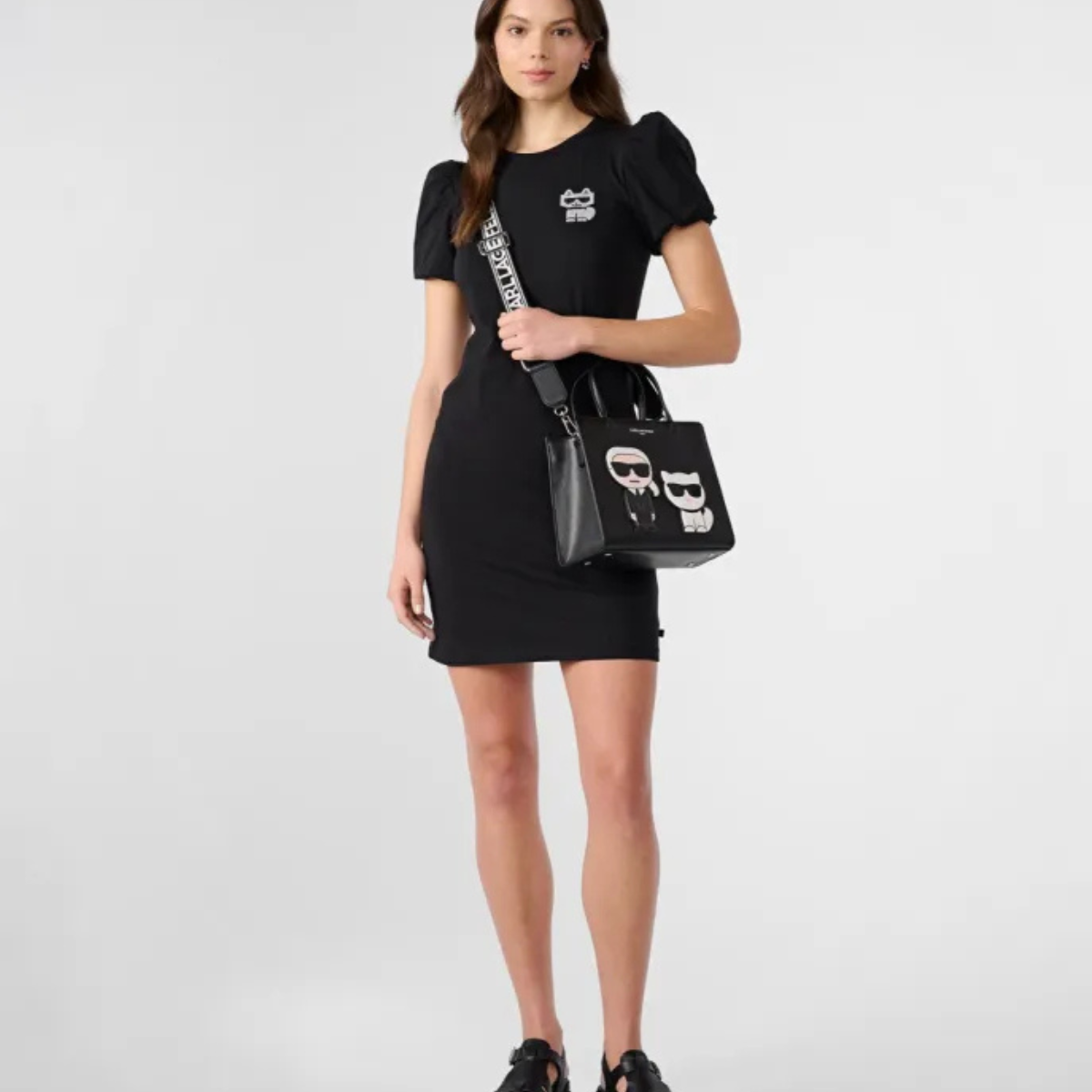 Karl Lagerfeld Paris Maybelle Satchel Handbag - BLK - Black