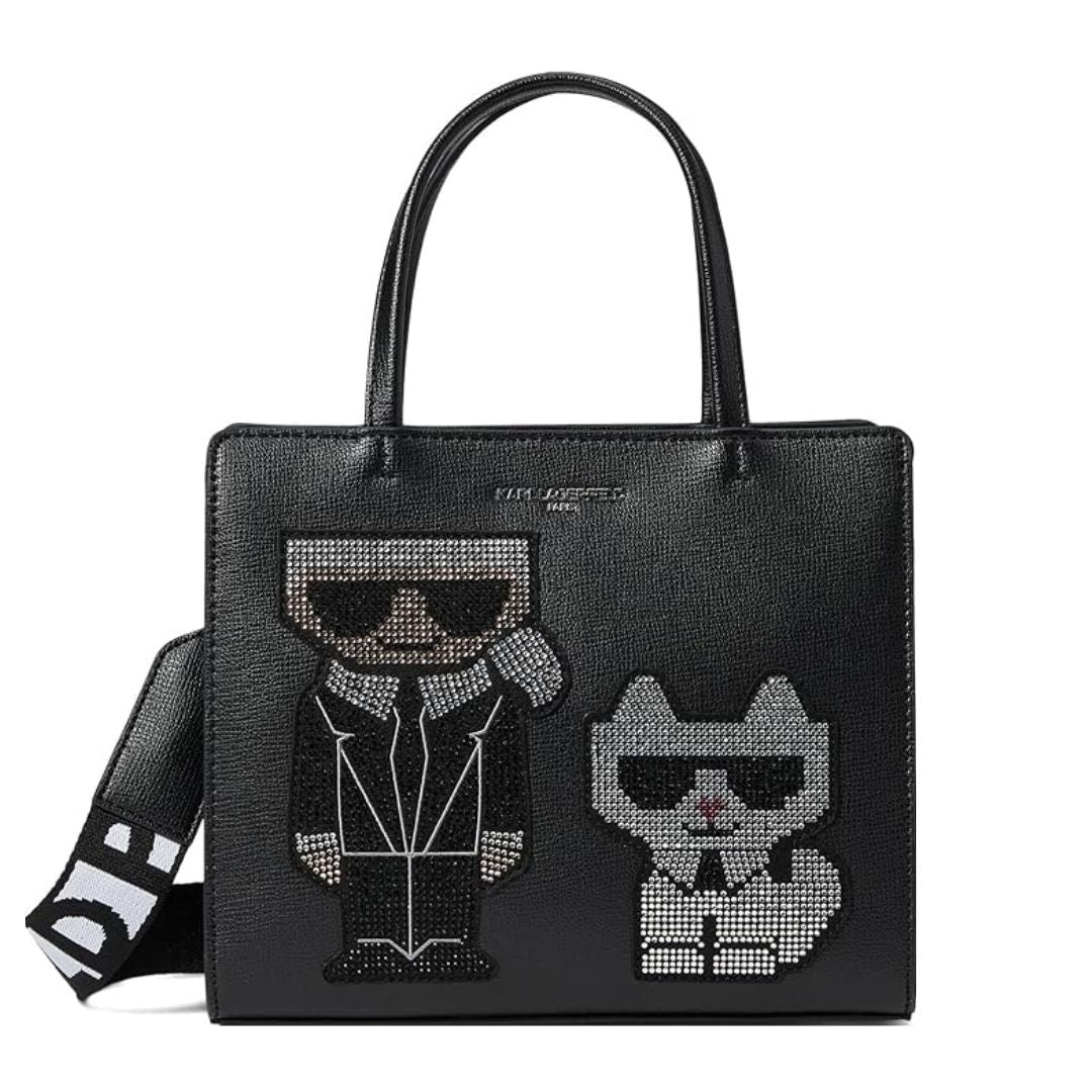 Karl Lagerfeld Paris Maybelle Satchel Handbag - BLKSLV - Black
