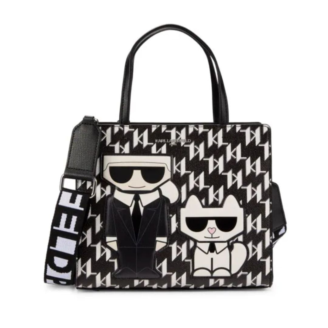 Karl Lagerfeld Paris Maybelle Satchel Handbag - BLKWHT - Black/ White