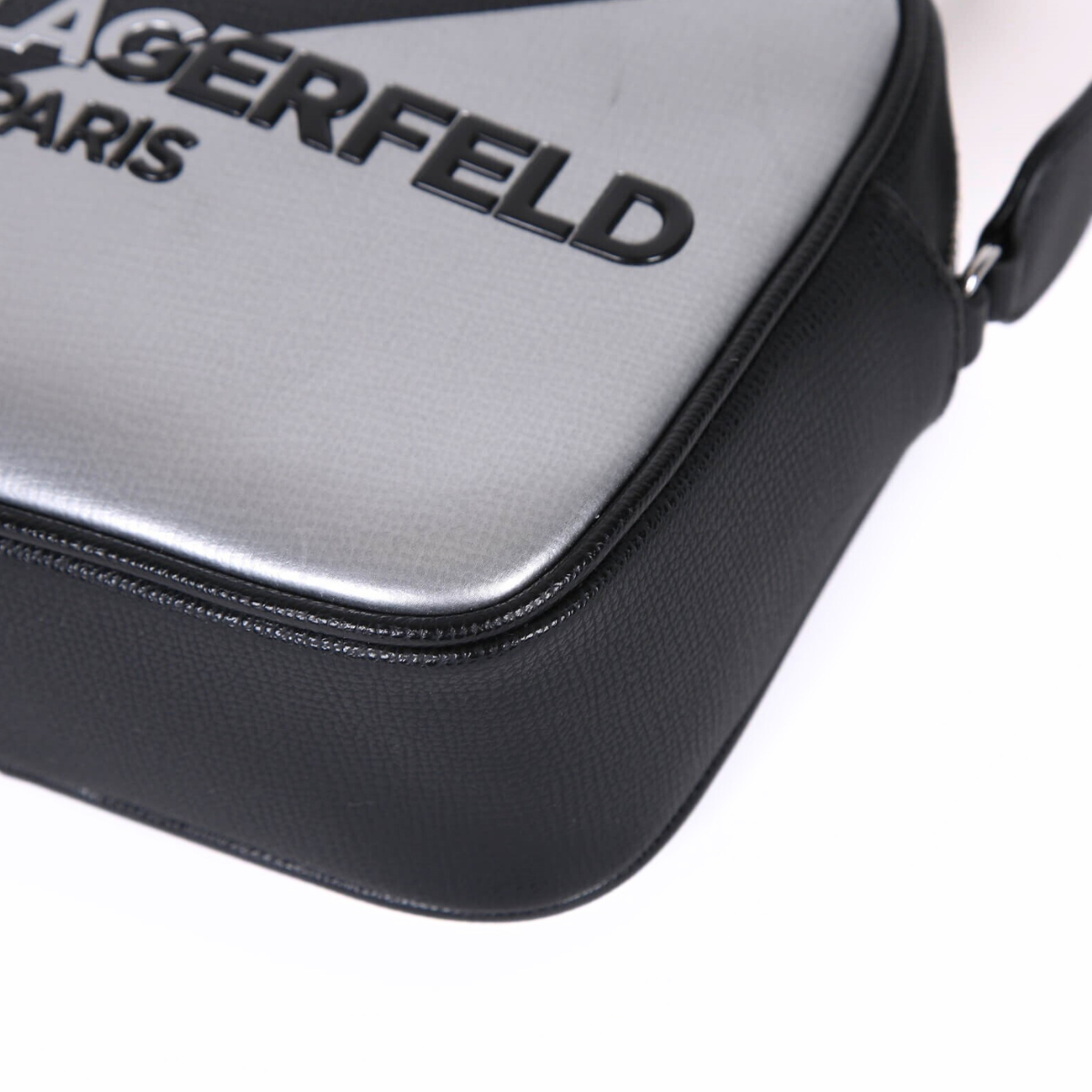 Karl Lagerfeld Paris Maybelle Satchel Handbag Crossbody - BLKSLV - Black-Silver