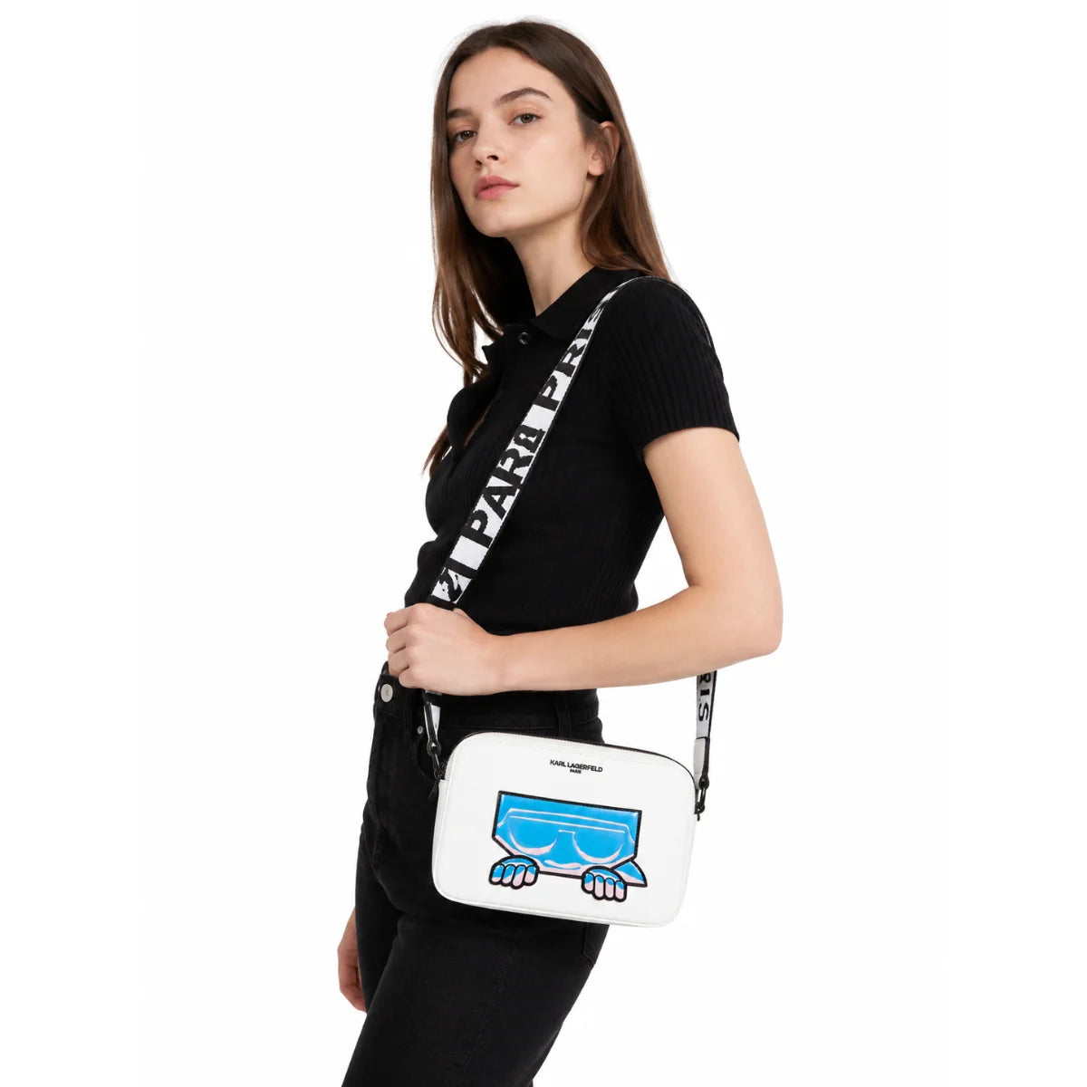 Karl Lagerfeld Paris Maybelle Satchel Handbag Crossbody - WHT - White