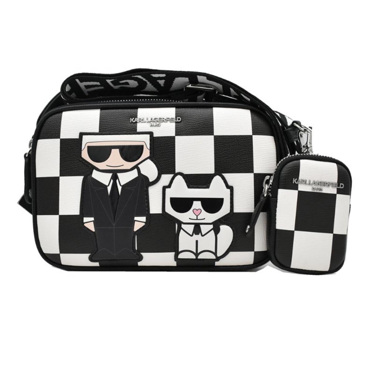Karl Lagerfeld Paris MAYBELLE SATCHEL PURSE Crossbody - BLKWHT - Black-White