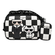 Karl Lagerfeld Paris MAYBELLE SATCHEL PURSE Crossbody - BLKWHT - Black-White