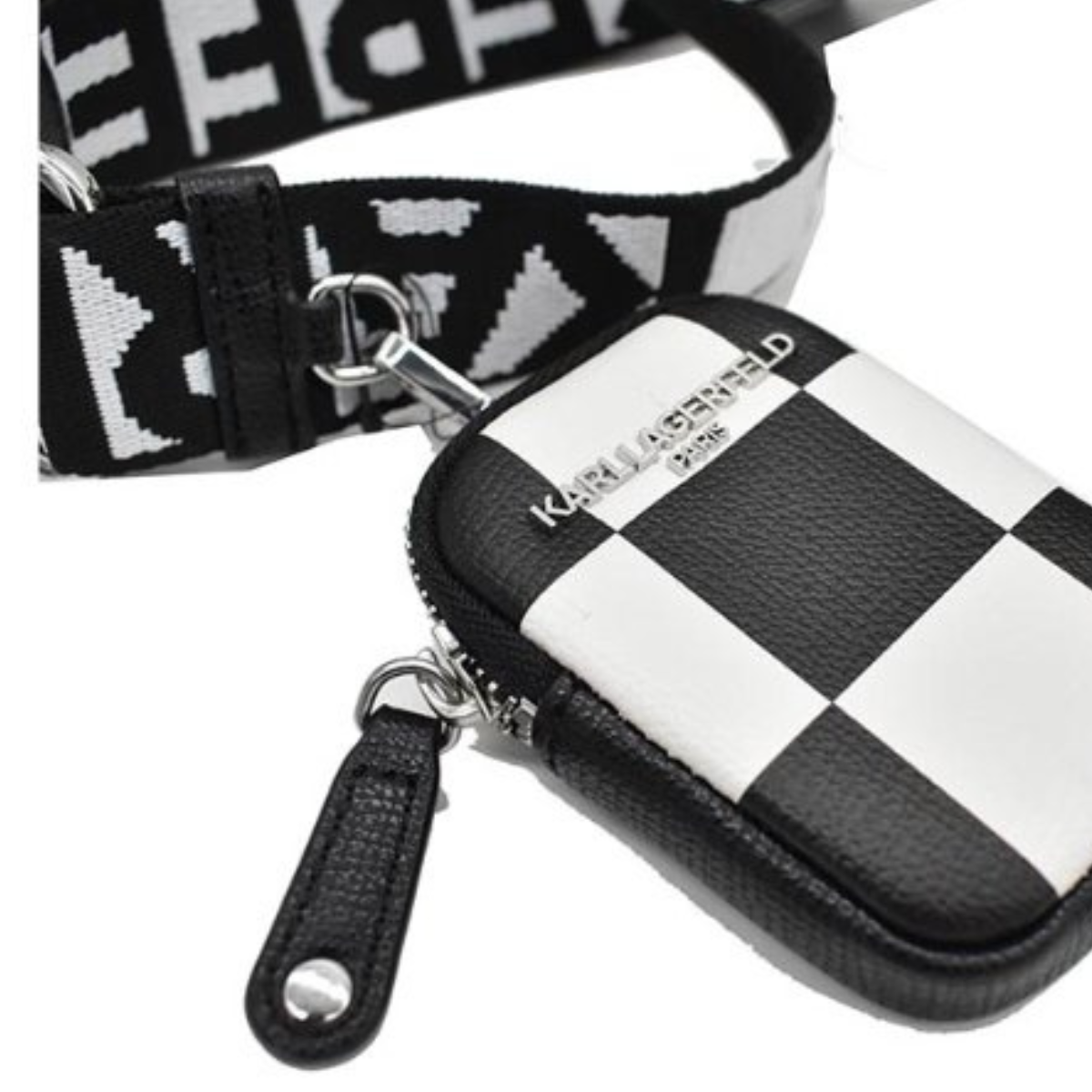 Karl Lagerfeld Paris MAYBELLE SATCHEL PURSE Crossbody - BLKWHT - Black-White