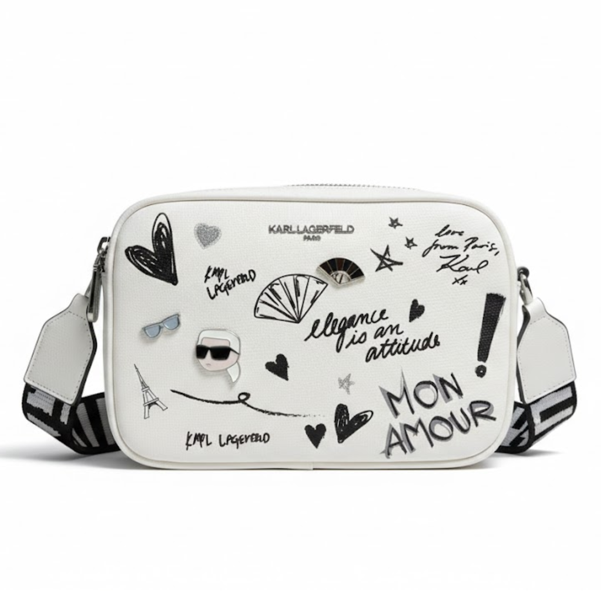 Karl Lagerfeld Paris MAYBELLE SATCHEL PURSE Crossbody - WHT - White