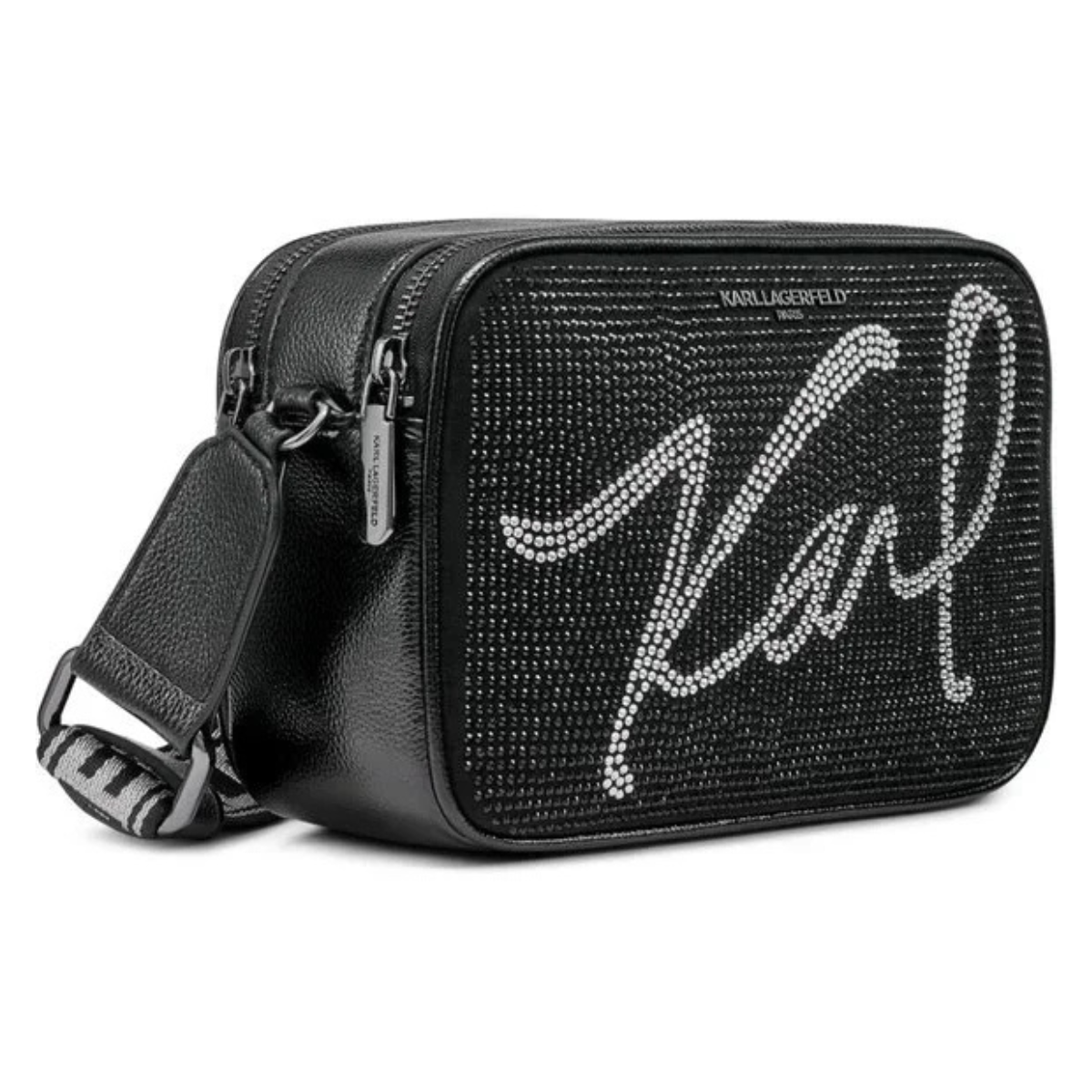 Karl Lagerfeld Paris Maybelle Studded Logo Crossbody - BLKSLV - Black-Silver