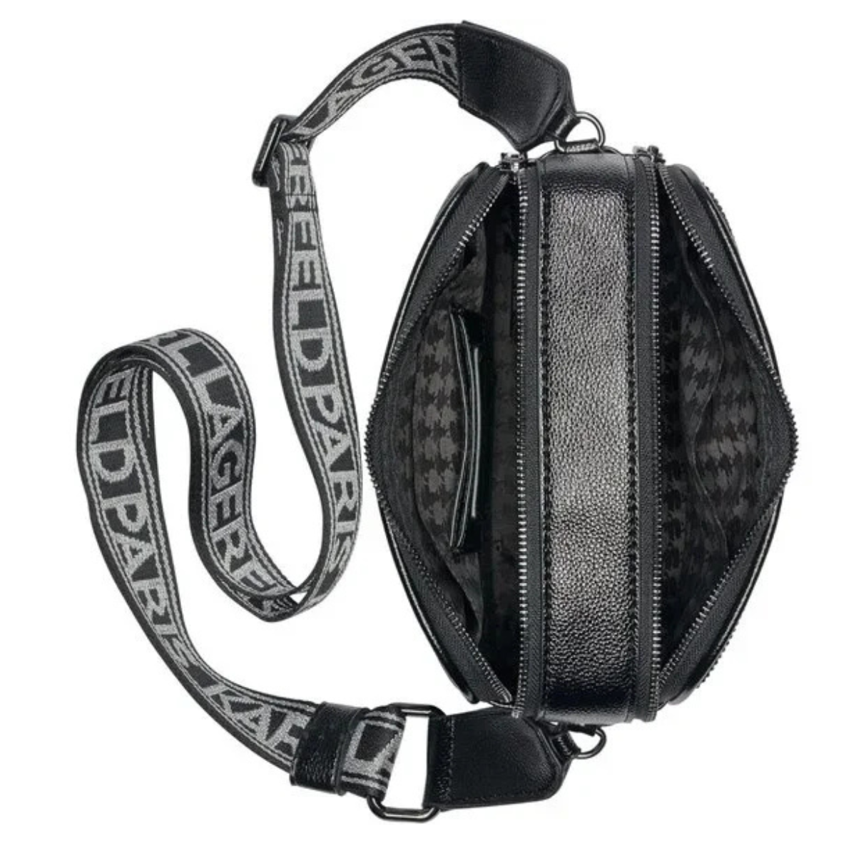 Karl Lagerfeld Paris Maybelle Studded Logo Crossbody - BLKSLV - Black-Silver