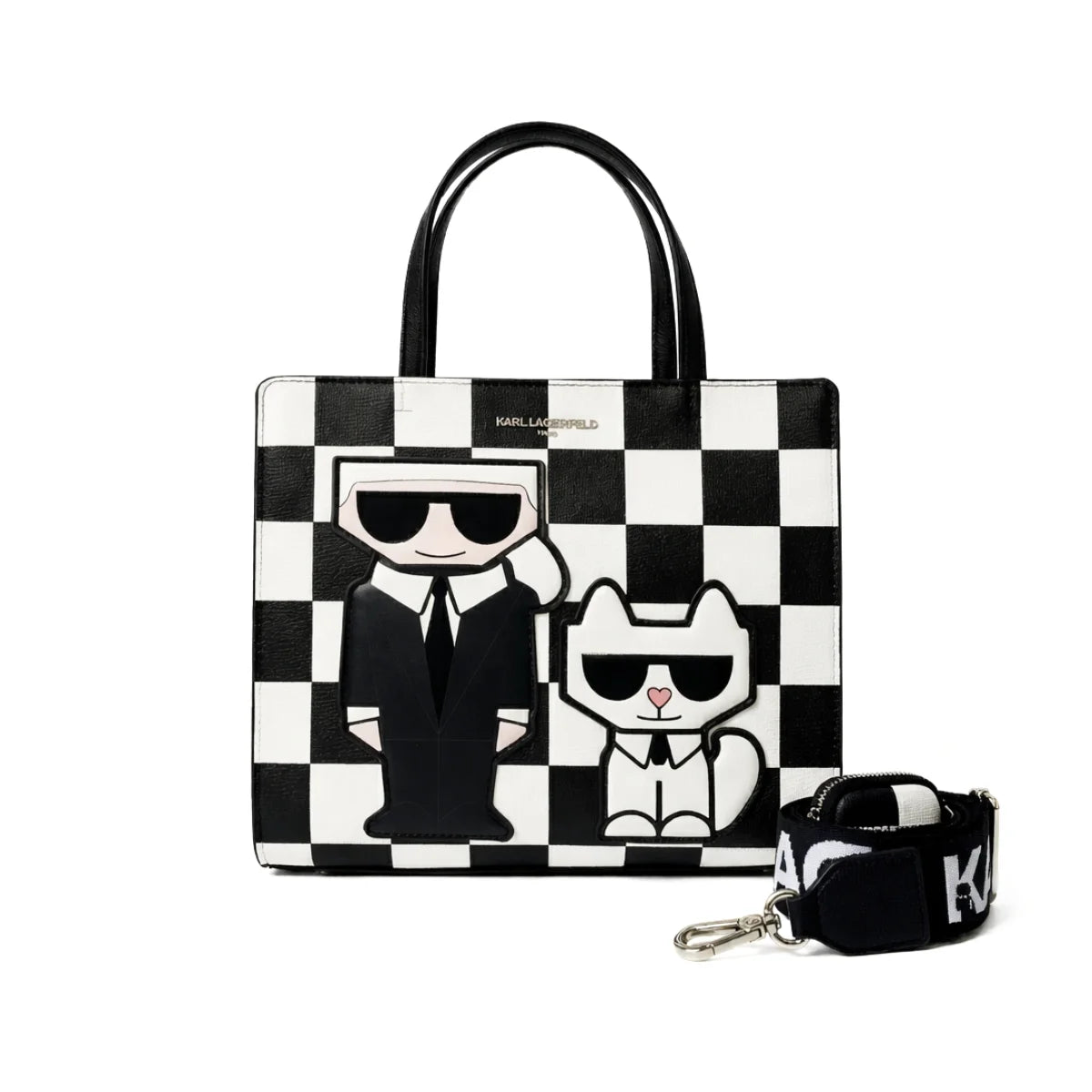 Karl Lagerfeld Paris Maybelle2 Satchel Handbag - BLKWHT - Black-White